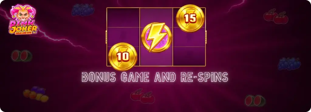 Bonus game and re-spins in the Pink Joker slot